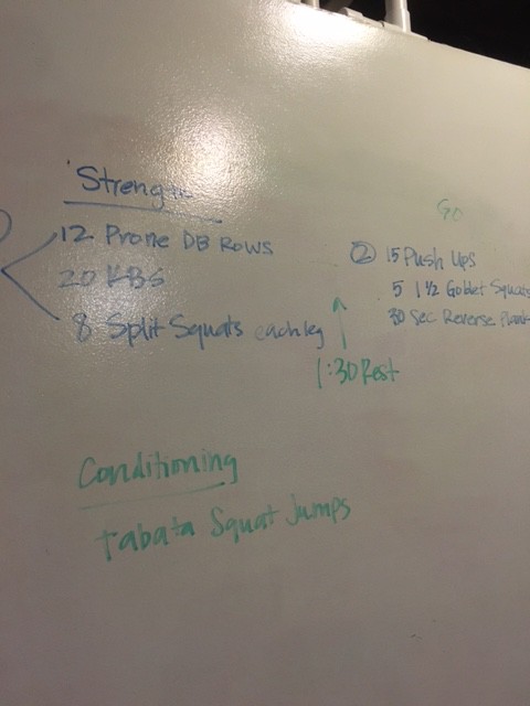 this was the workout before the NFC Divisional Game. No name. But Jess used blue and green markers. I'm sure that's what caused the poor performance in the first half.